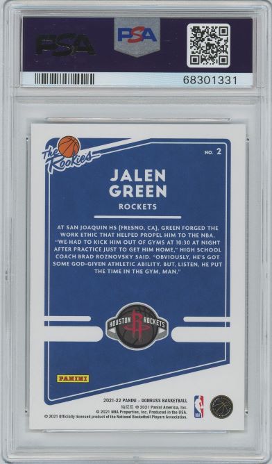 2021 Donruss Jalen Green The Rookies #2 PSA 8