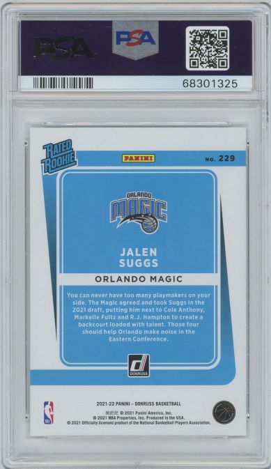 2021 Donruss Jalen Suggs Rated Rookie #229 PSA 10