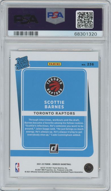 2021 Donruss Scottie Barnes Rated Rookie #236 PSA 10