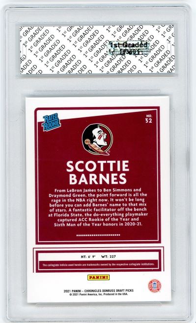 2021 Donruss Scottie Barnes #32 1st Graded 10