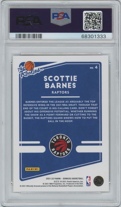 2021 Donruss Scottie Barnes The Rookies #4 PSA 8