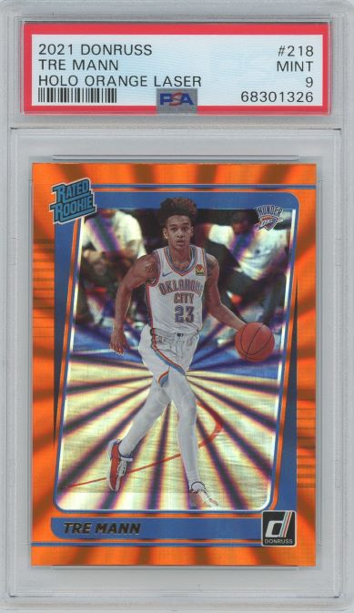 2021 Donruss Tre Mann Holo Orange Laser Rated Rookie #218 PSA 9