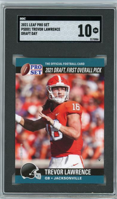 2021 Leaf Pro Set Draft Day Rookie Trevor Lawrence SGC 10