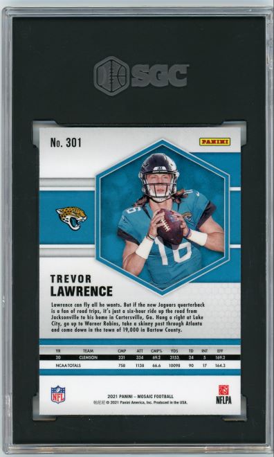 2021 Panini Mosaic Trevor Lawrence Rookie #301 SGC 10