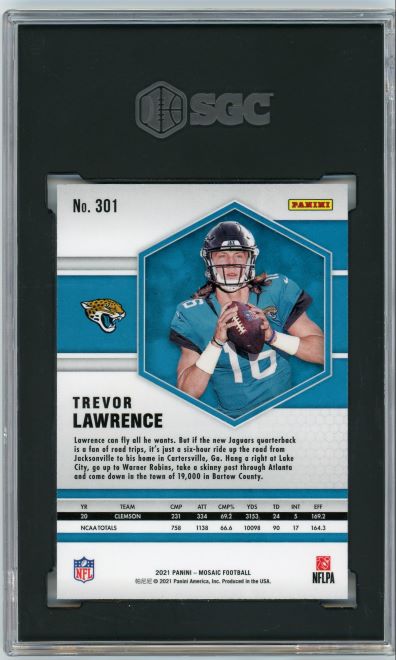 2021 Panini Mosaic Trevor Lawrence Rookie #301 SGC 9.5