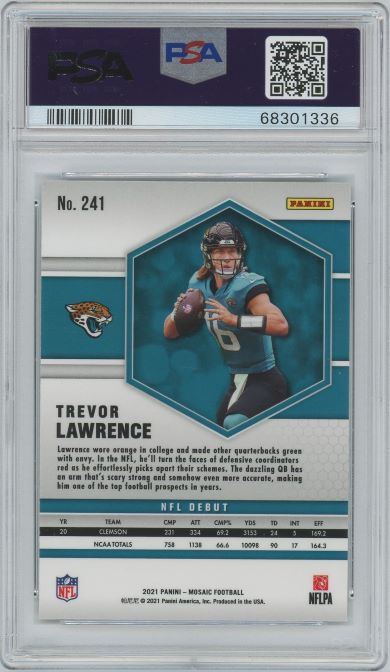 2021 Panini Mosaic Trevor Lawrence NFL Debut #241 PSA 10