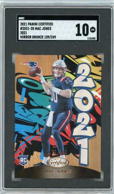 2021 Panini Certified Mac Jones Graffiti Mirror Bronze Rookie SGC 10 109/249