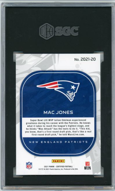 2021 Panini Certified Mac Jones Graffiti Mirror Bronze Rookie SGC 10 109/249