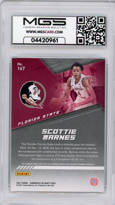 2021 Panini Chronicles Scottie Barnes Draft Picks #167 MGS 10