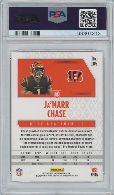 2021 Panini Phoenix JaMarr Chase Rookie #105 PSA 9