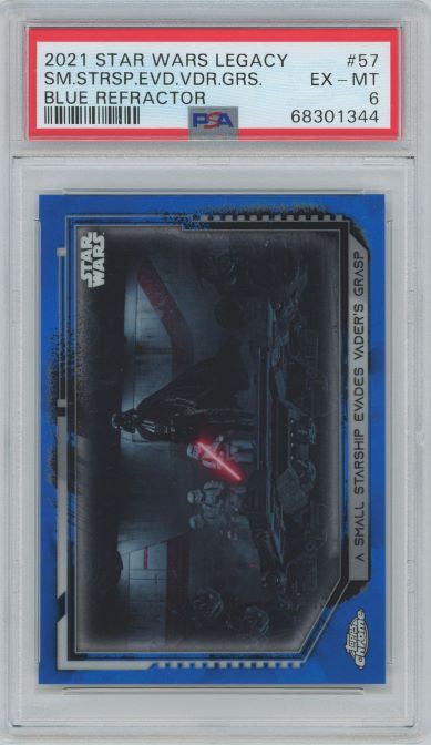 2021 Topps Chrome Star Wars Legacy Star Ship Evades Vader Blue #57 #92/99 PSA 6