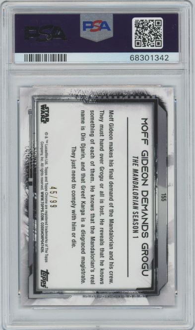 2021 Topps Chrome Star Wars Legacy Gideo Demands Grogu Blue #155 #45/99 PSA 10