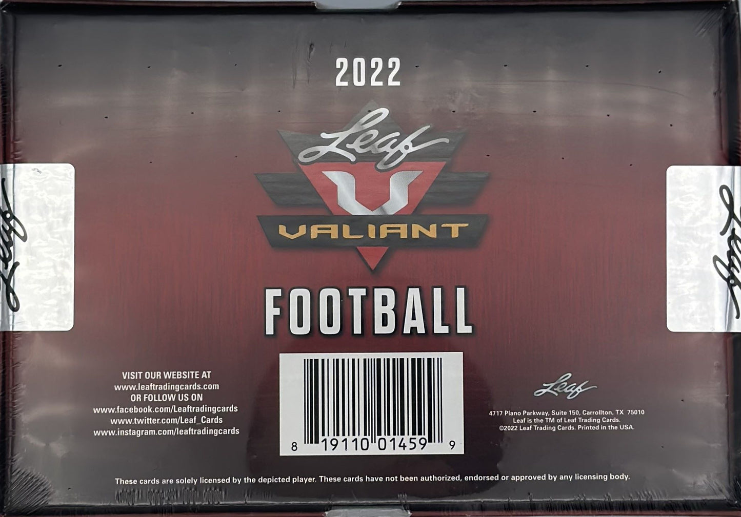 2022 Leaf Valiant Football Hobby Box 8 Autographs per Box