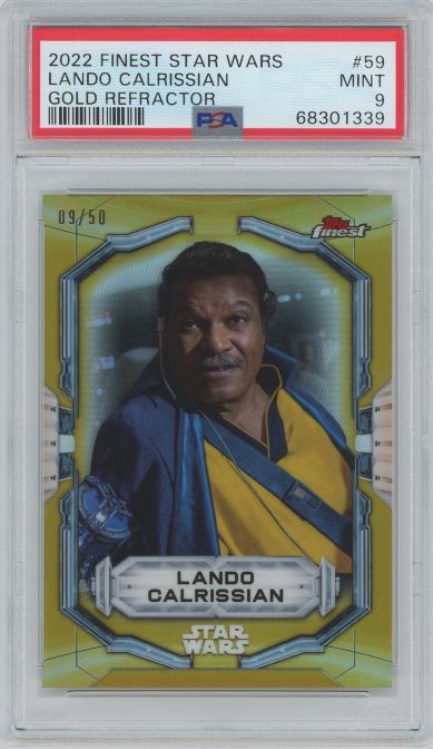 2022 Topps Finest Star Wars Lando Calrissian Gold #59 #09/50 PSA 9