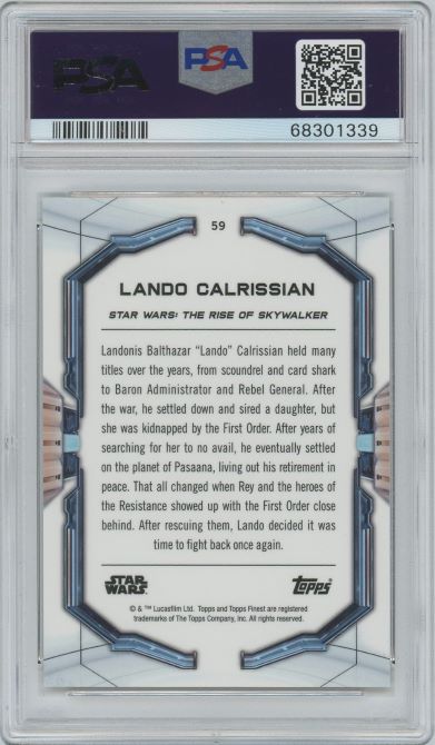 2022 Topps Finest Star Wars Lando Calrissian Gold #59 #09/50 PSA 9