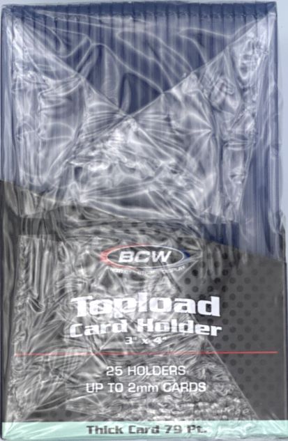 BCW 3X4 Thick Card Toploaders for up to 79pt 1 Pack of 25