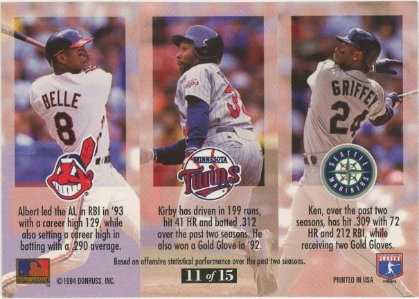 1994 Triple Play Albert Belle/Kirby Puckett/Ken Griffey Medalist #11