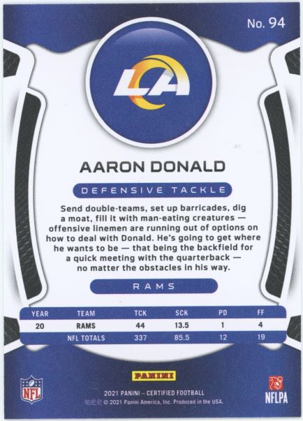 2021 Panini Certified Aaron Donald #263/299 #94