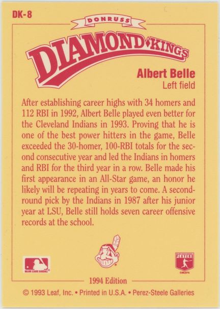 1993 Donruss Diamond Kings Albert Belle #DK8