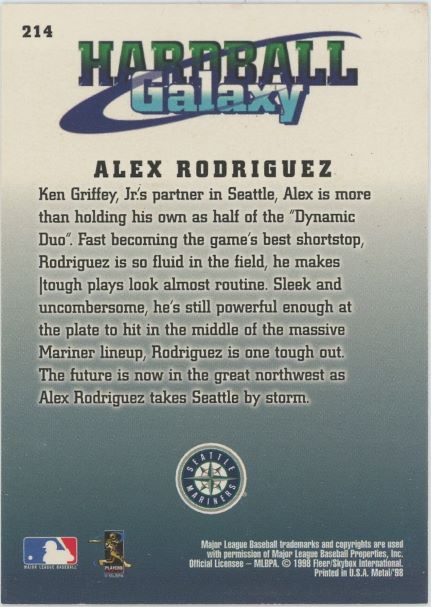 1998 Skybox Metal Alex Rodriguez Hardball Galaxy #214