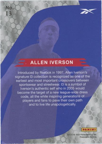 2022 Panini/ Reebok Allen Iverson Tiger Stripe Reebok #I3