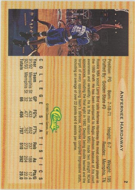 1993 Classic Anfernee Hardaway Draft Picks #2