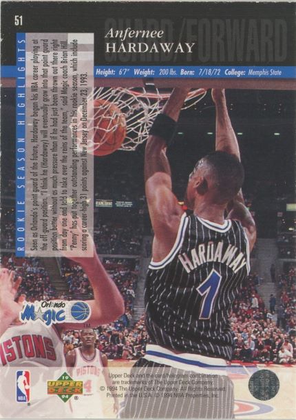 1993-94 Upper Deck Anfernee Hardaway Electric Court #51