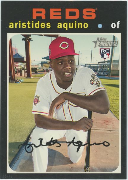 2020 Topps Heritage Aristides Aquino Action Variation Jumbo 5X7 Rookie #/49 #54