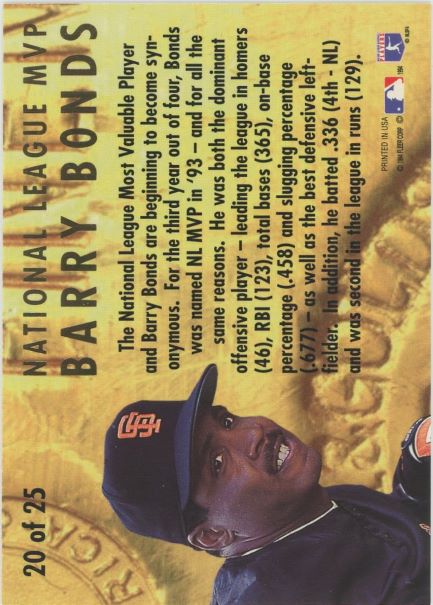 1994 Fleer Ultra Barry Bonds Award Winners #20