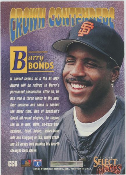 1994 Select Barry Bonds Crown Contenders #CC6