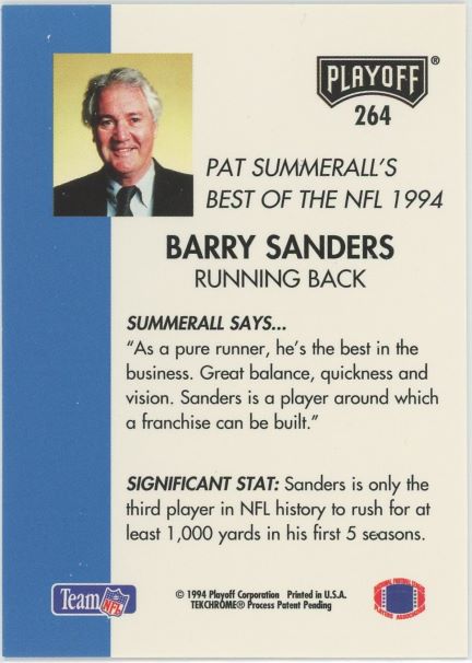 1994 Playoff Barry Sanders Pat Summerall's Best #264