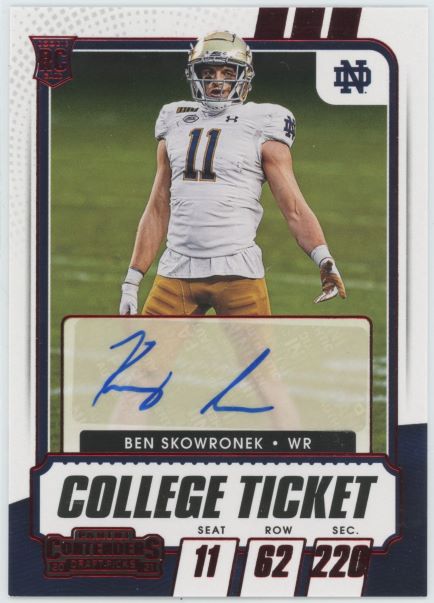 2021 Contenders Draft Picks Ben Skowronek College Ticket Rookie Auto #142