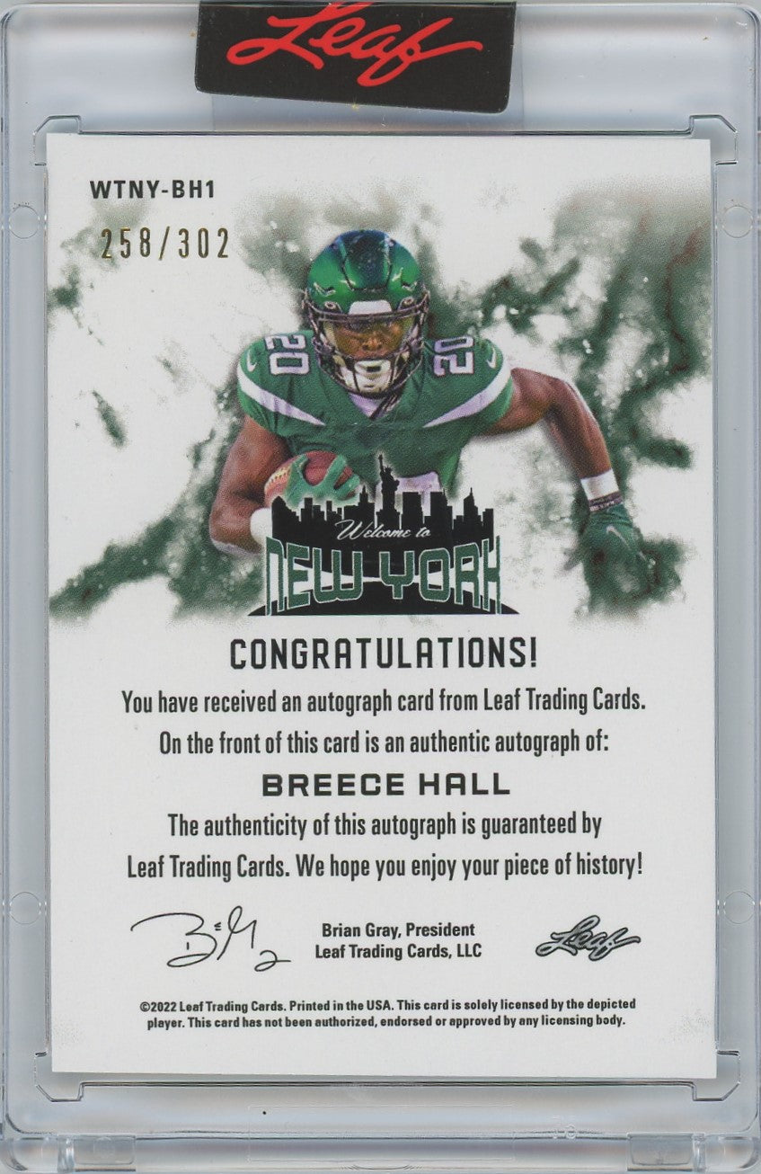 2022 Leaf Breece Hall Welcome to New York Auto Rookie #258/302