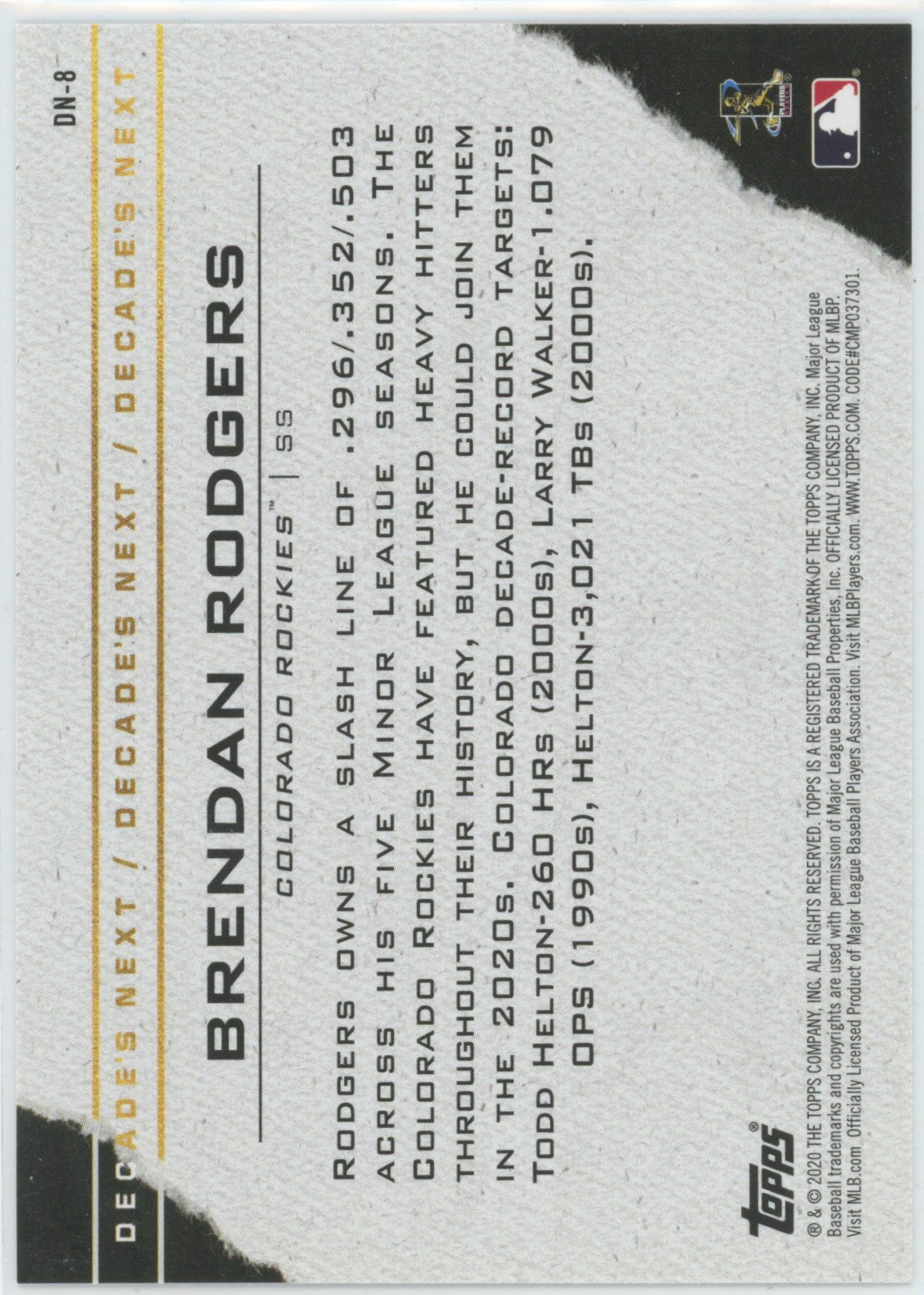 2020 Topps Series 1 Brendan Rodgers Decade's Next #DN-8