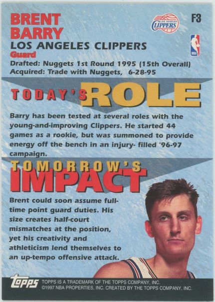 1997 Topps Brent Barry Fantastic #F3