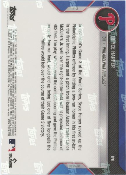 2022 Topps Now Bryce Harper World Series #1141