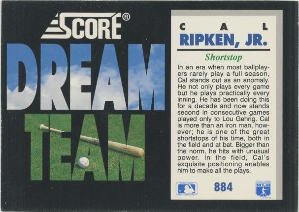 1992 Score Cal Ripken Dream Team #884