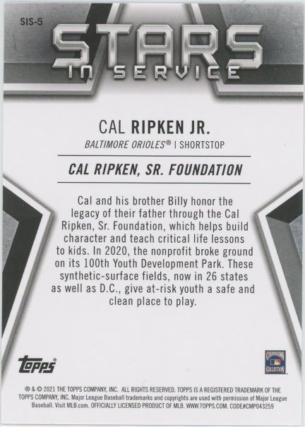 2021 Topps Series 1 Cal Ripken Jr Stars in Service