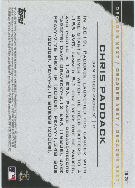 2020 Topps Chris Paddack Decade's Next #DN-25