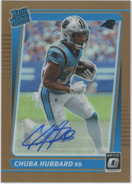 2021 Donruss Optic Chuba Hubbard Bronze Prizm Rated Rookie Auto #225