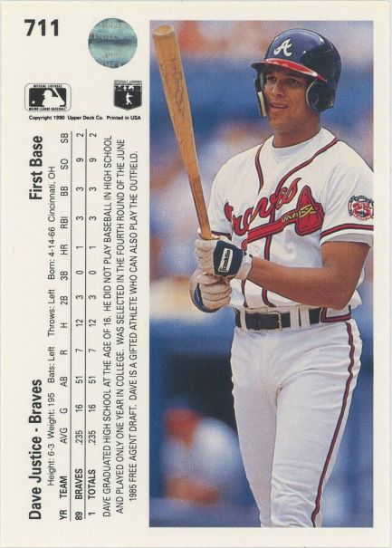 1990 Upper Deck David Justice #711