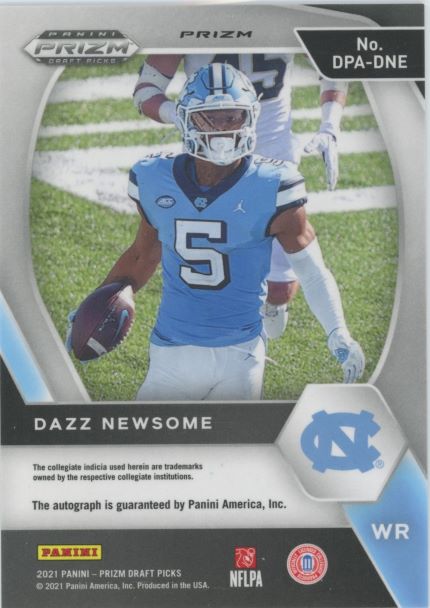 2021 Panini Prizm Draft Picks Dazz Newsome Silver Disco Rookie Auto