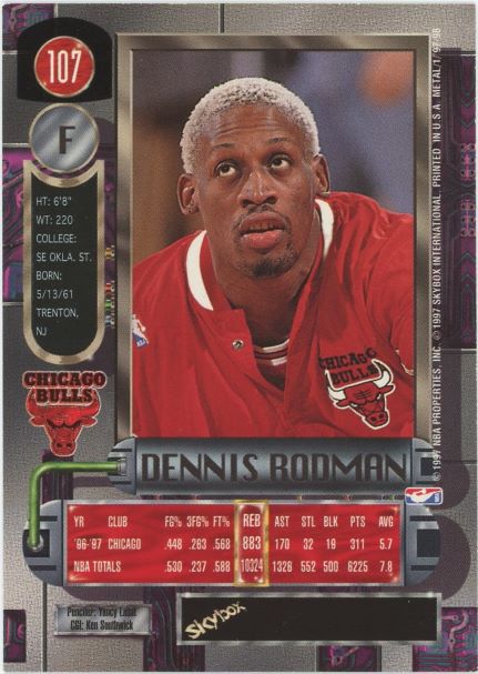 1998 Sky Box Dennis Rodman Metal Universe #107