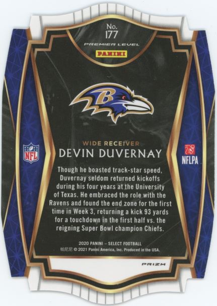 2020 Panini Select Devin Duvernay Purple Die Cut #177