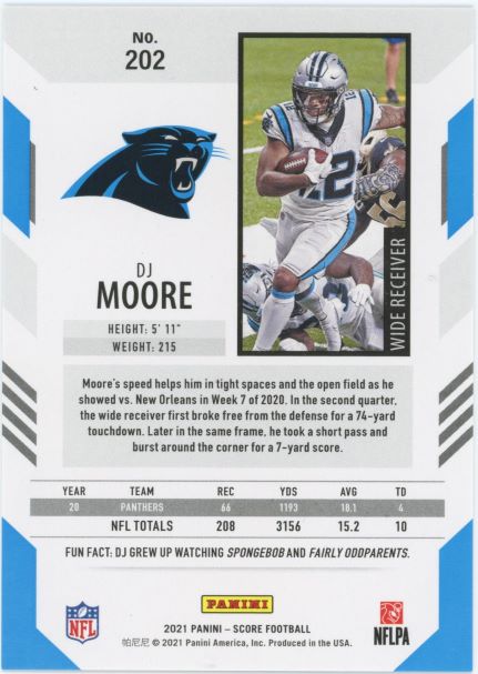 2021 Score DJ Moore Lava Rookie #202 #51/575