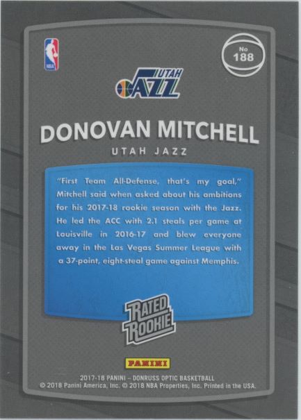 2017-18 Donruss Optic Donovan Mitchell Rookie #188