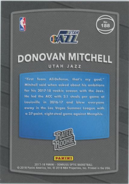 2017-18 Donruss Optic Donovan Mitchell Shock Rated Rookie #188