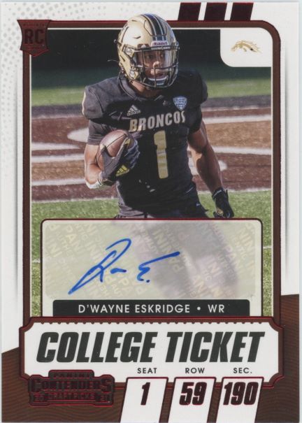 2021 Panini Contenders Draft Dwayne Eskridge Rookie Auto Red College Ticket