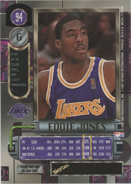 1997-98 Sky Box Eddie Jones Metal Universe #94