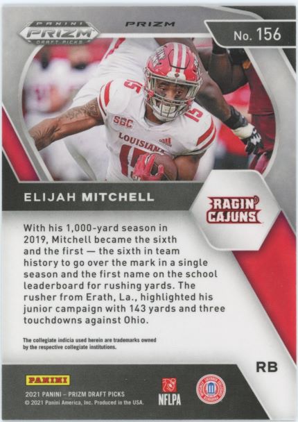 2021 Panini Prizm Draft Picks Elijah Mitchell Blue Circles Rookie #156